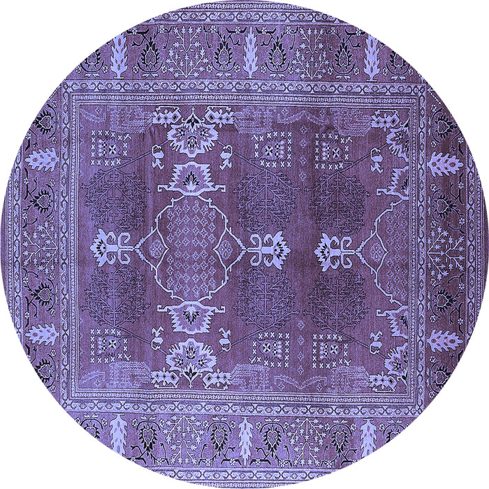 Round Oriental Blue Industrial Rug, urb1748blu