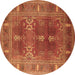 Round Machine Washable Oriental Brown Industrial Rug, wshurb1748brn