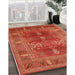 Mid-Century Modern Red Oriental Rug in Family Room, urb1748