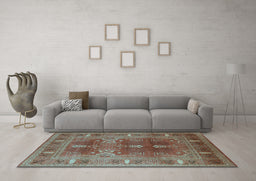Machine Washable Oriental Light Blue Industrial Rug in a Living Room, wshurb1748lblu
