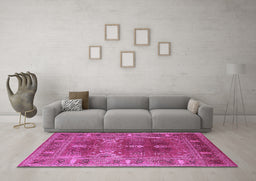 Machine Washable Oriental Purple Industrial Area Rugs in a Living Room, wshurb1748pur