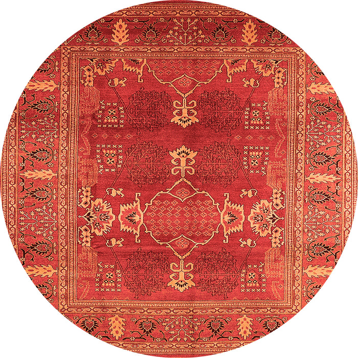 Round Oriental Orange Industrial Rug, urb1748org