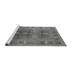 Sideview of Machine Washable Oriental Gray Industrial Rug, wshurb1748gry