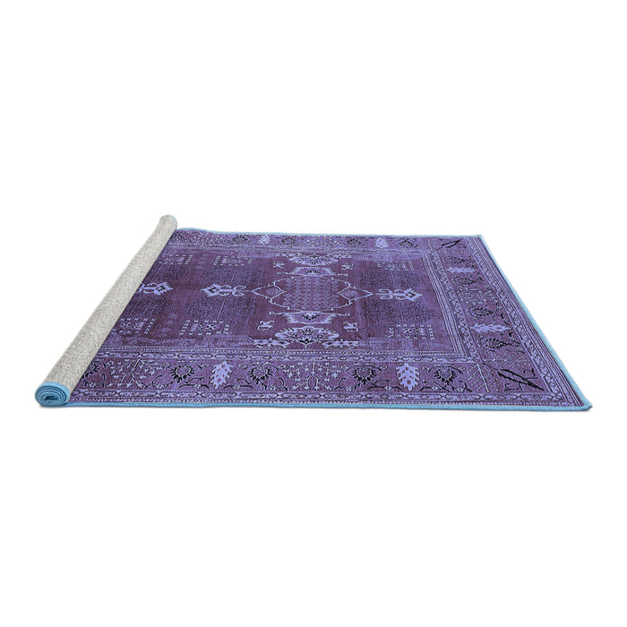 Sideview of Machine Washable Oriental Blue Industrial Rug, wshurb1748blu