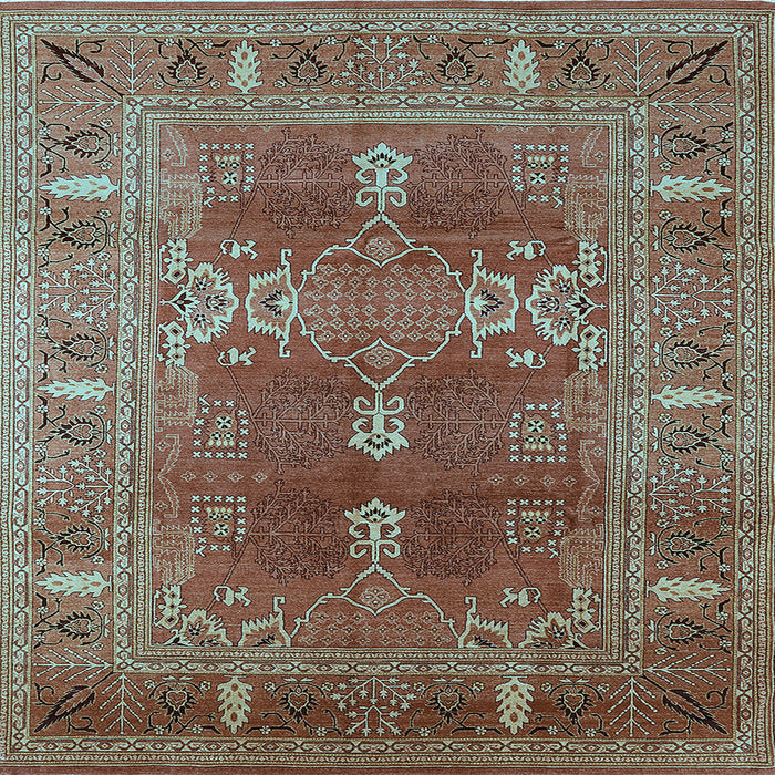 Square Machine Washable Oriental Light Blue Industrial Rug, wshurb1748lblu