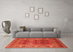 Machine Washable Oriental Orange Industrial Area Rugs in a Living Room, wshurb1748org