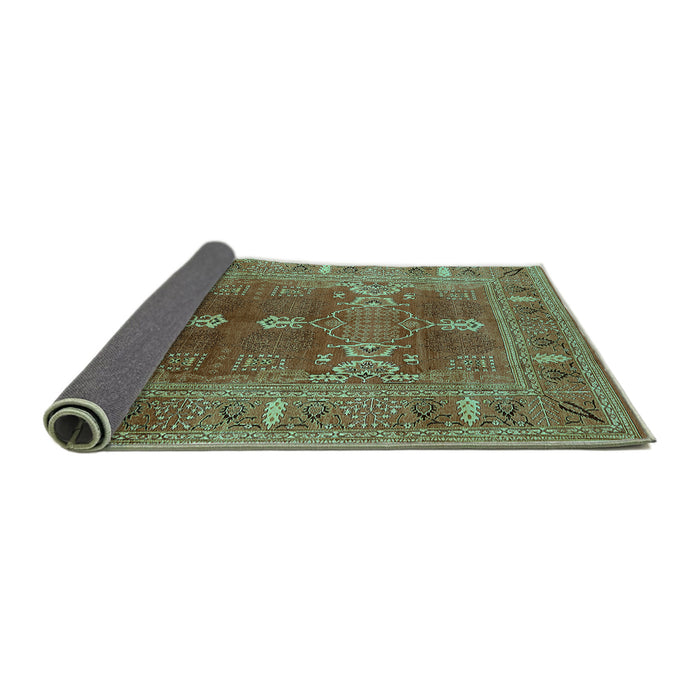 Sideview of Oriental Turquoise Industrial Rug, urb1748turq