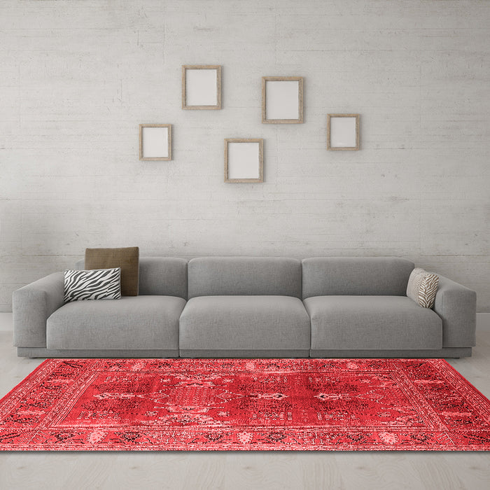 Industrial Red Washable Rugs