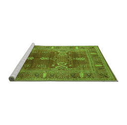 Sideview of Machine Washable Oriental Green Industrial Area Rugs, wshurb1748grn