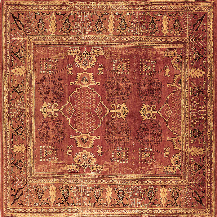 Square Machine Washable Oriental Brown Industrial Rug, wshurb1748brn