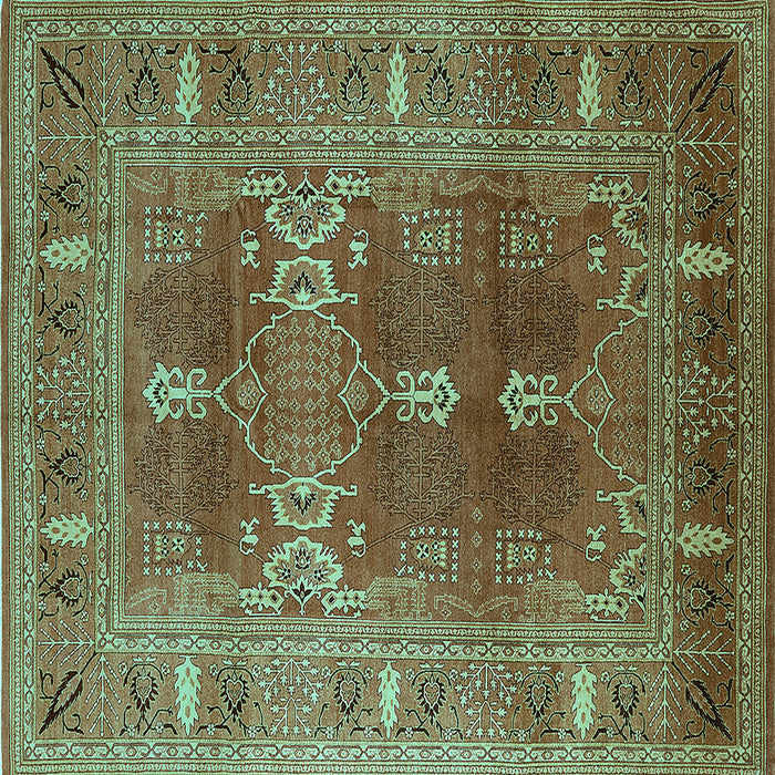 Square Oriental Turquoise Industrial Rug, urb1748turq