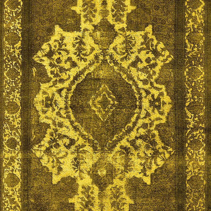 Machine Washable Oriental Yellow Industrial Rug, wshurb1749yw