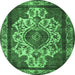 Round Machine Washable Oriental Emerald Green Industrial Area Rugs, wshurb1749emgrn