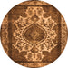 Round Oriental Orange Industrial Rug, urb1749org