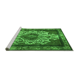 Sideview of Machine Washable Oriental Green Industrial Area Rugs, wshurb1749grn