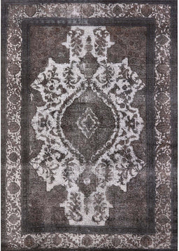 Machine Washable Industrial Modern Western Charcoal Gray Rug, wshurb1749