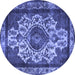 Round Oriental Blue Industrial Rug, urb1749blu