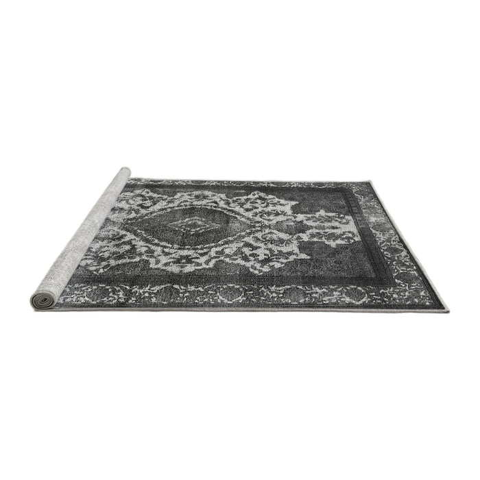 Sideview of Machine Washable Oriental Gray Industrial Rug, wshurb1749gry