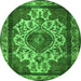 Round Oriental Green Industrial Rug, urb1749grn