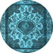 Round Oriental Light Blue Industrial Rug, urb1749lblu