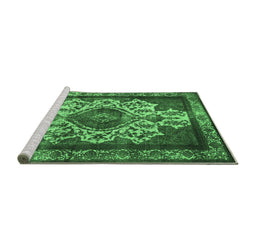 Sideview of Machine Washable Oriental Emerald Green Industrial Area Rugs, wshurb1749emgrn