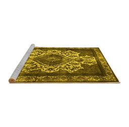 Sideview of Machine Washable Oriental Yellow Industrial Rug, wshurb1749yw