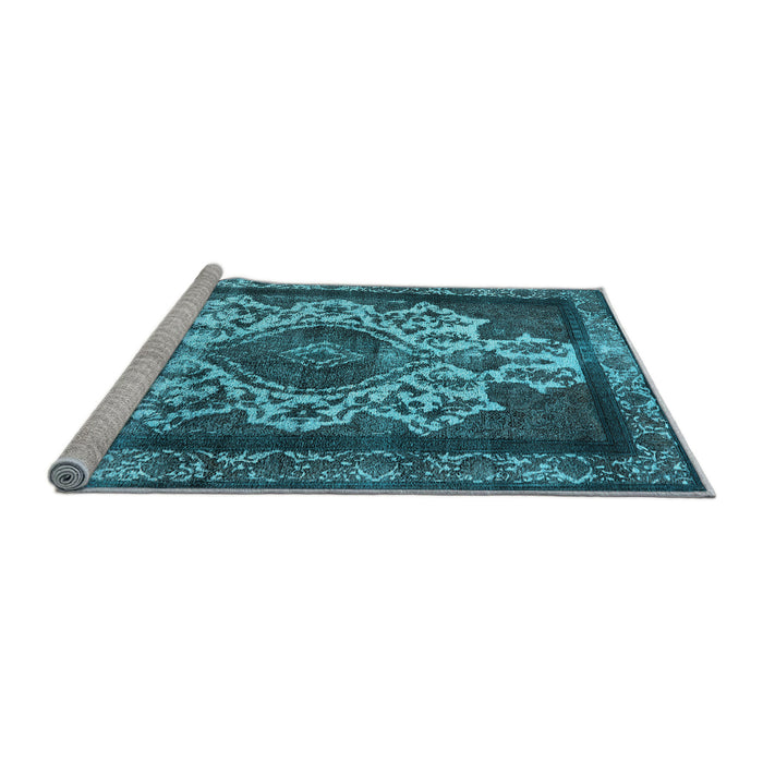 Sideview of Machine Washable Oriental Light Blue Industrial Rug, wshurb1749lblu