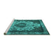 Sideview of Machine Washable Oriental Turquoise Industrial Area Rugs, wshurb1749turq