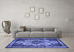 Machine Washable Oriental Blue Industrial Rug in a Living Room, wshurb1749blu