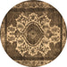 Round Oriental Brown Industrial Rug, urb1749brn