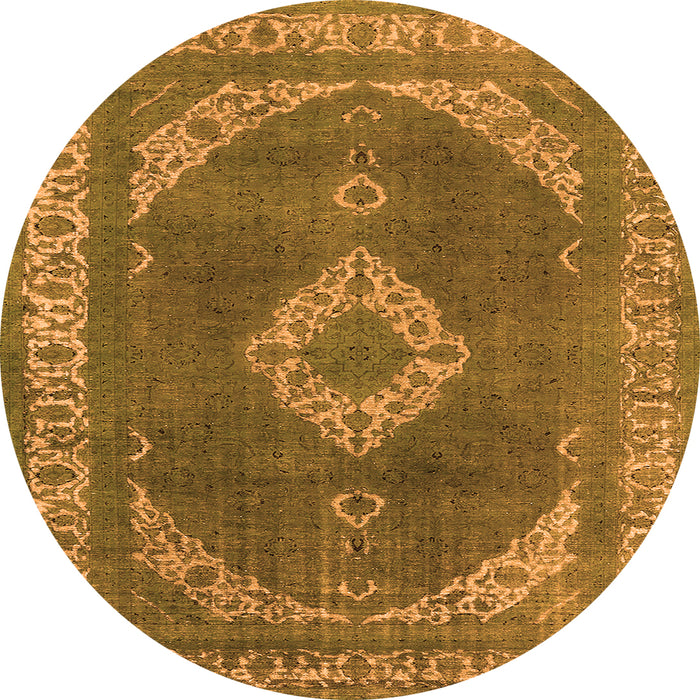 Round Machine Washable Oriental Orange Industrial Area Rugs, wshurb1750org
