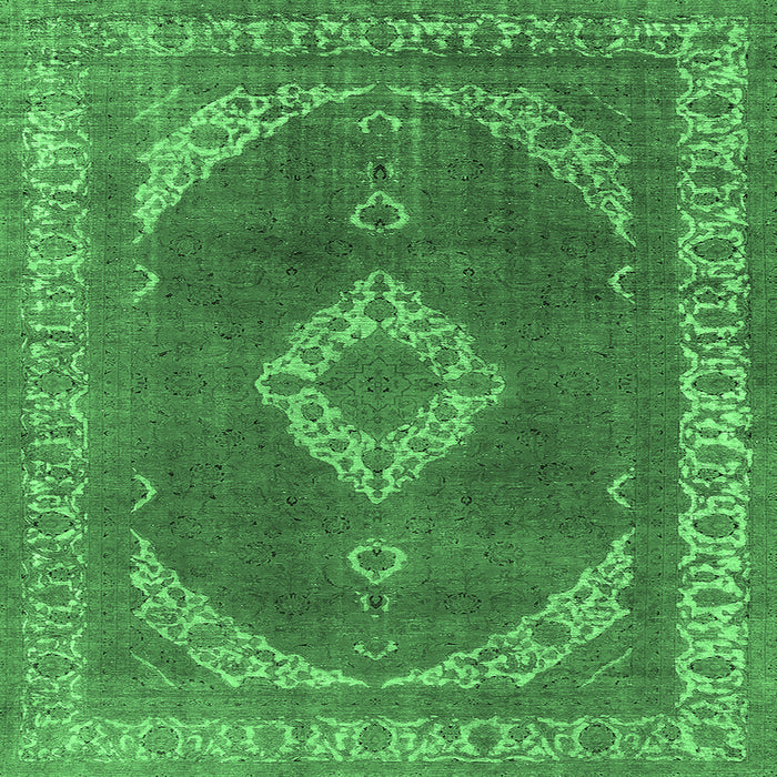 Square Machine Washable Oriental Emerald Green Industrial Area Rugs, wshurb1750emgrn