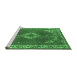 Sideview of Machine Washable Oriental Emerald Green Industrial Area Rugs, wshurb1750emgrn