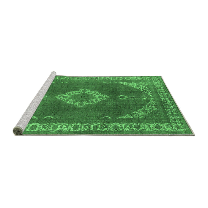 Sideview of Machine Washable Oriental Emerald Green Industrial Area Rugs, wshurb1750emgrn