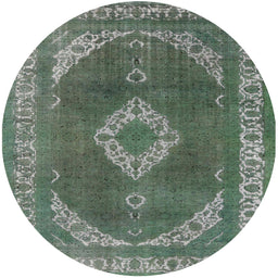 Round Mid-Century Modern Gunmetal Gray Oriental Rug, urb1750