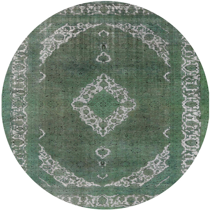 Round Mid-Century Modern Gunmetal Gray Oriental Rug, urb1750