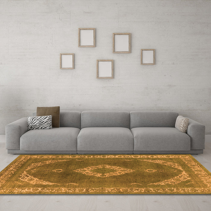 Machine Washable Oriental Orange Industrial Area Rugs in a Living Room, wshurb1750org