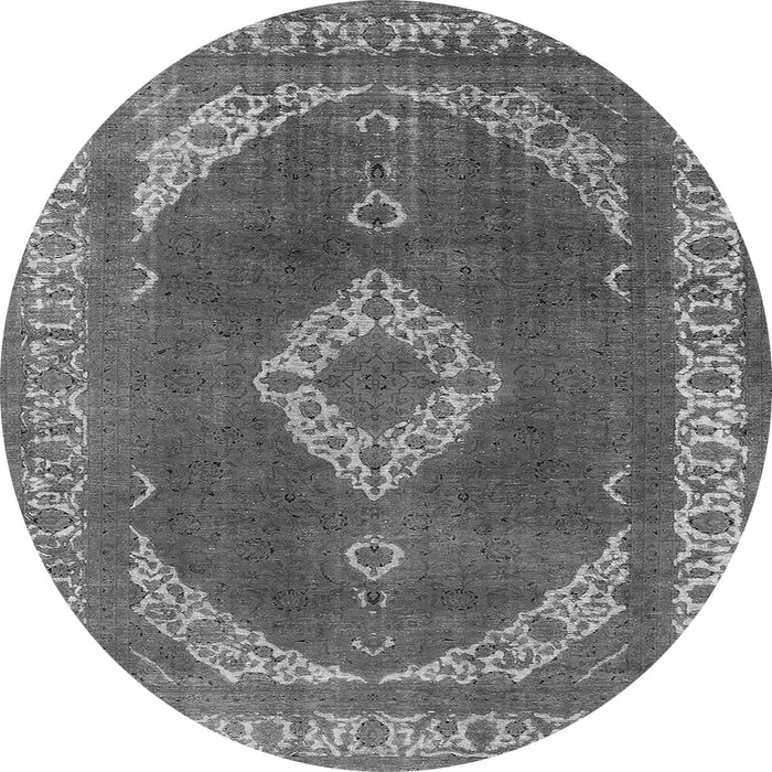 Round Machine Washable Oriental Gray Industrial Rug, wshurb1750gry