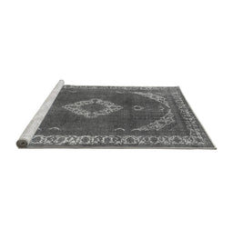 Sideview of Machine Washable Oriental Gray Industrial Rug, wshurb1750gry