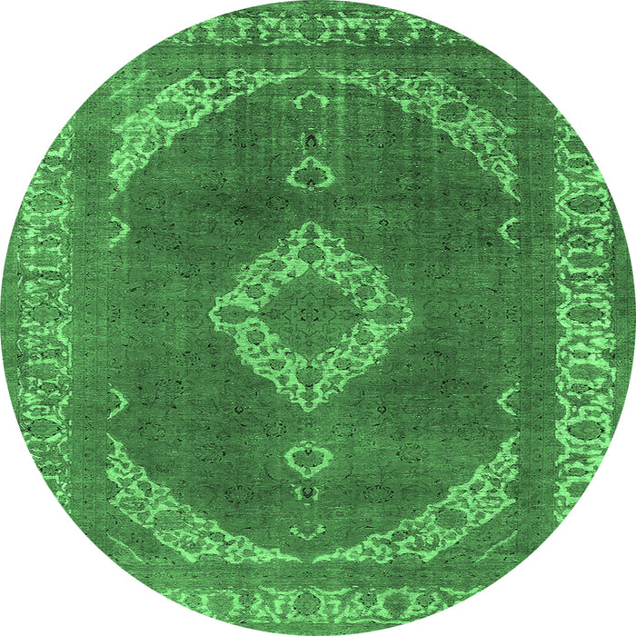 Round Oriental Emerald Green Industrial Rug, urb1750emgrn