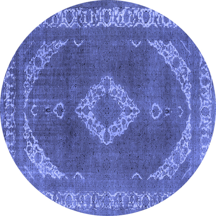 Round Oriental Blue Industrial Rug, urb1750blu