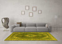 Machine Washable Oriental Yellow Industrial Rug, wshurb1750yw