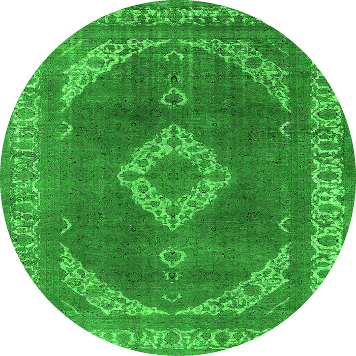 Round Oriental Green Industrial Rug, urb1750grn