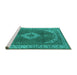 Sideview of Machine Washable Oriental Turquoise Industrial Area Rugs, wshurb1750turq