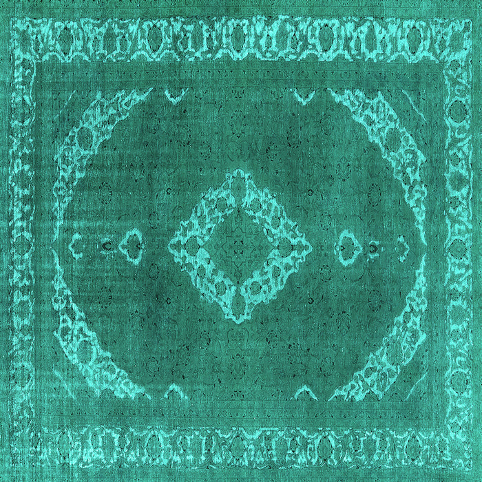 Square Machine Washable Oriental Turquoise Industrial Area Rugs, wshurb1750turq