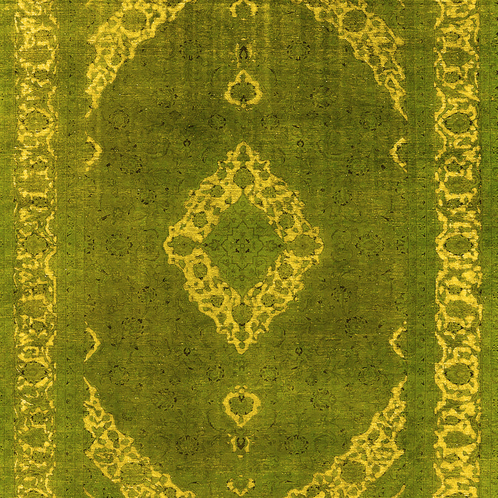 Machine Washable Oriental Yellow Industrial Rug, wshurb1750yw