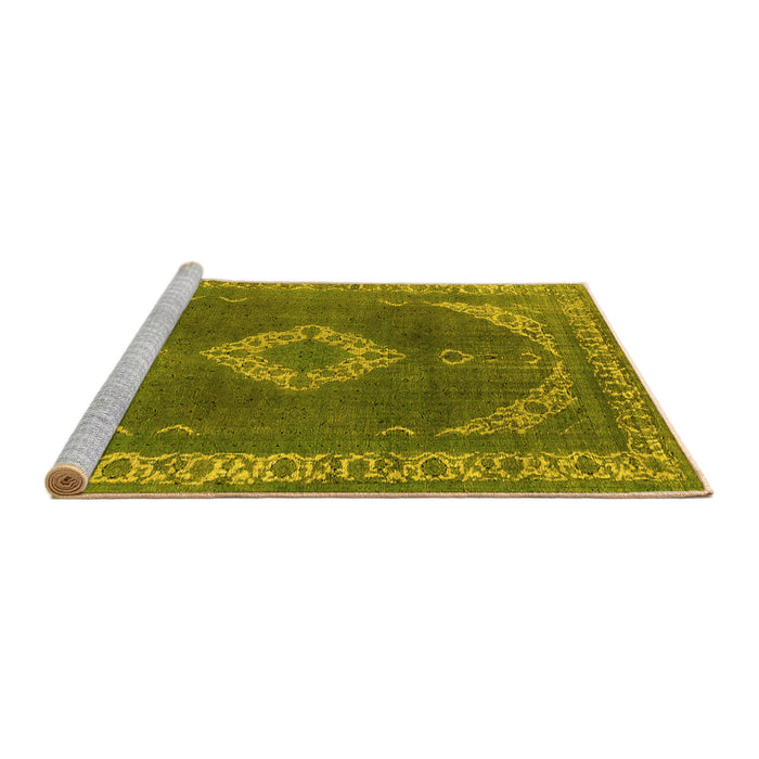 Sideview of Machine Washable Oriental Yellow Industrial Rug, wshurb1750yw