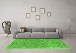 Machine Washable Oriental Green Industrial Area Rugs in a Living Room,, wshurb1751grn