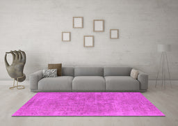 Machine Washable Oriental Pink Industrial Rug in a Living Room, wshurb1751pnk