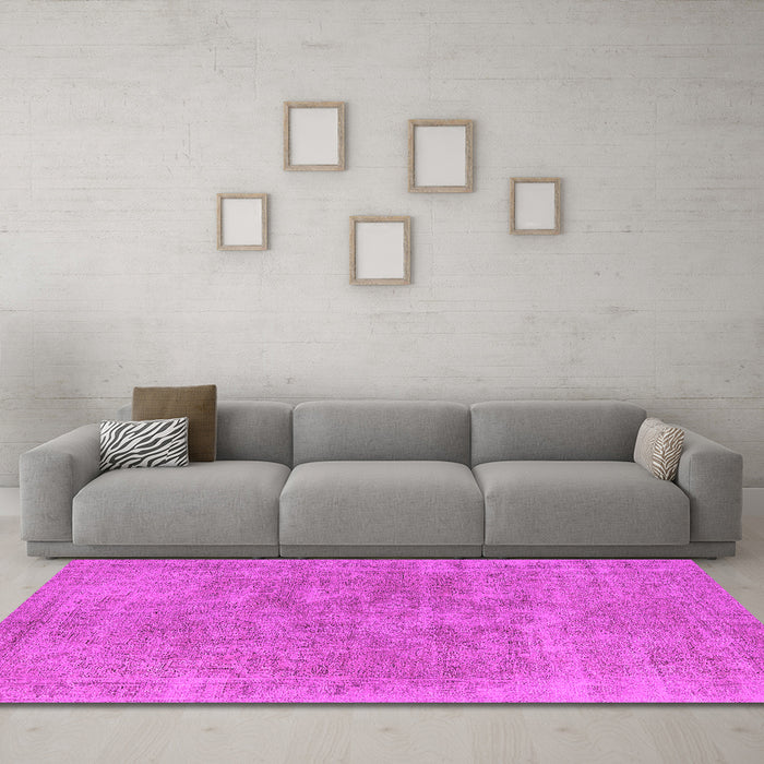 Machine Washable Oriental Pink Industrial Rug in a Living Room, wshurb1751pnk